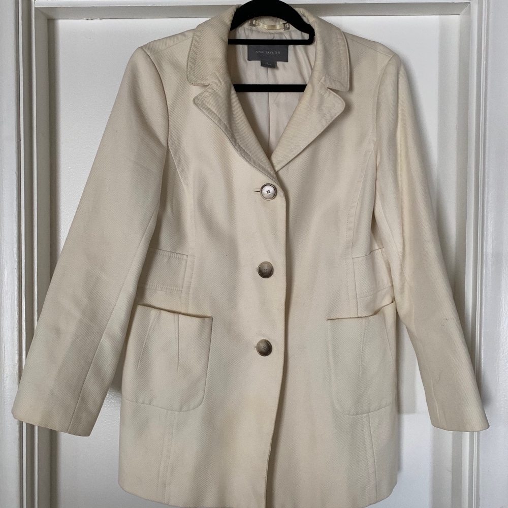 Ann Taylor Cream Trench Coat